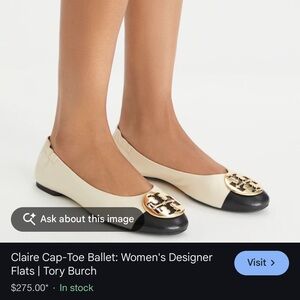 Tory Burch Winter white & black Leather Loafers